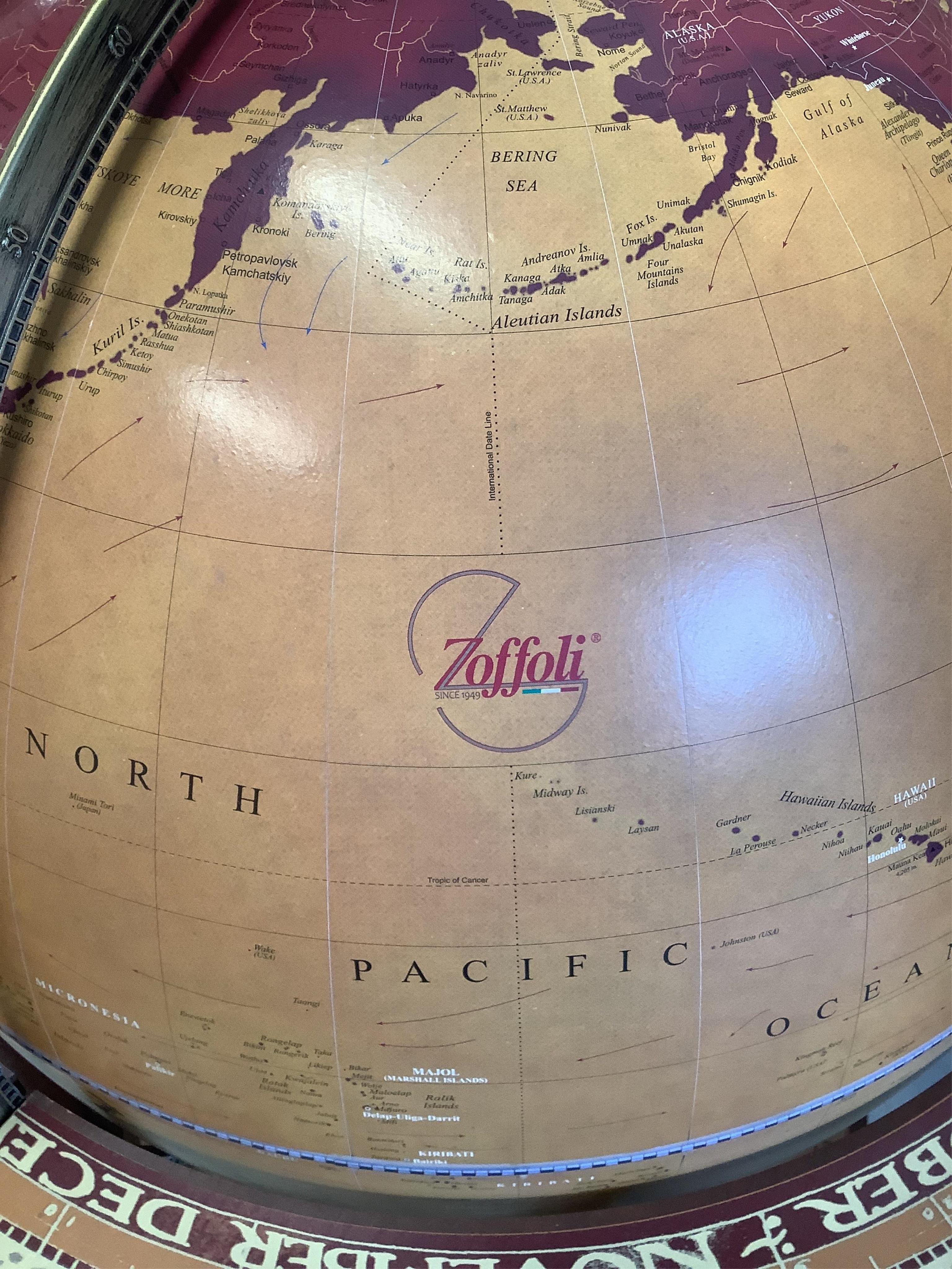 A modern Italian Zoffoli library globe, height 90cm. Condition - fair to good